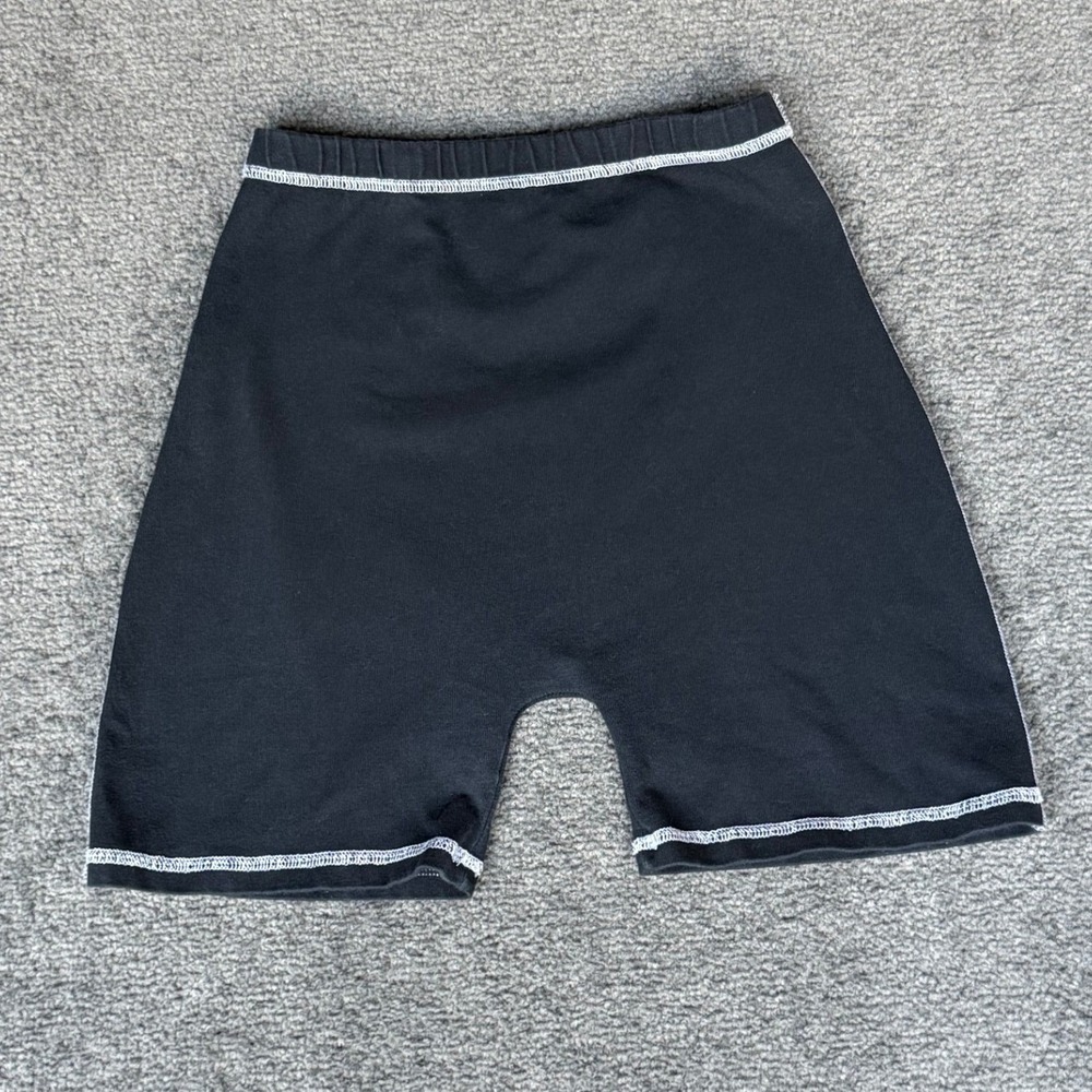 John Galt California Black Contrast Stitch Biker Shorts Women SZ 2 Made in Italy